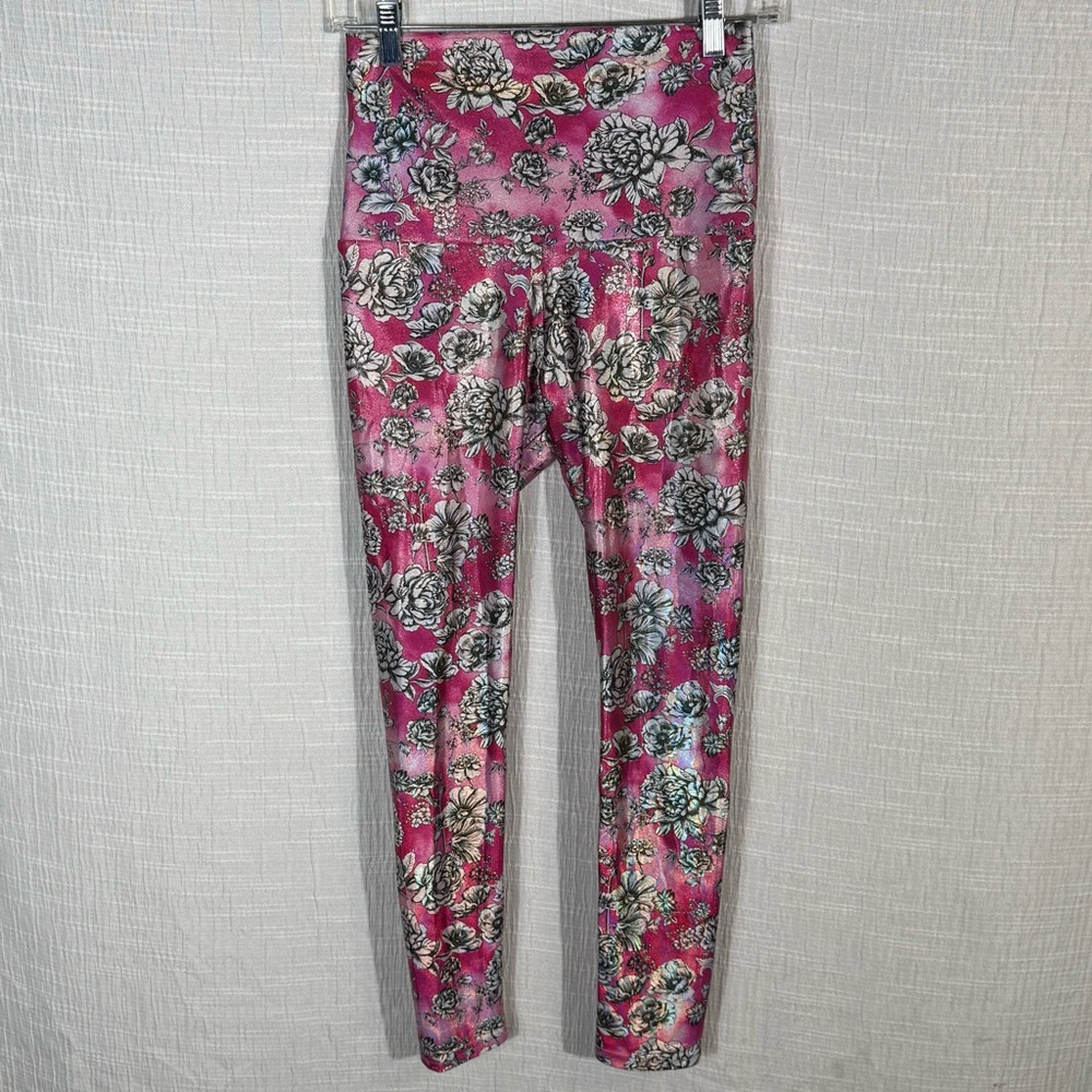 Emily Hsu Designs Camille floral foil Shimmer Leggings medium